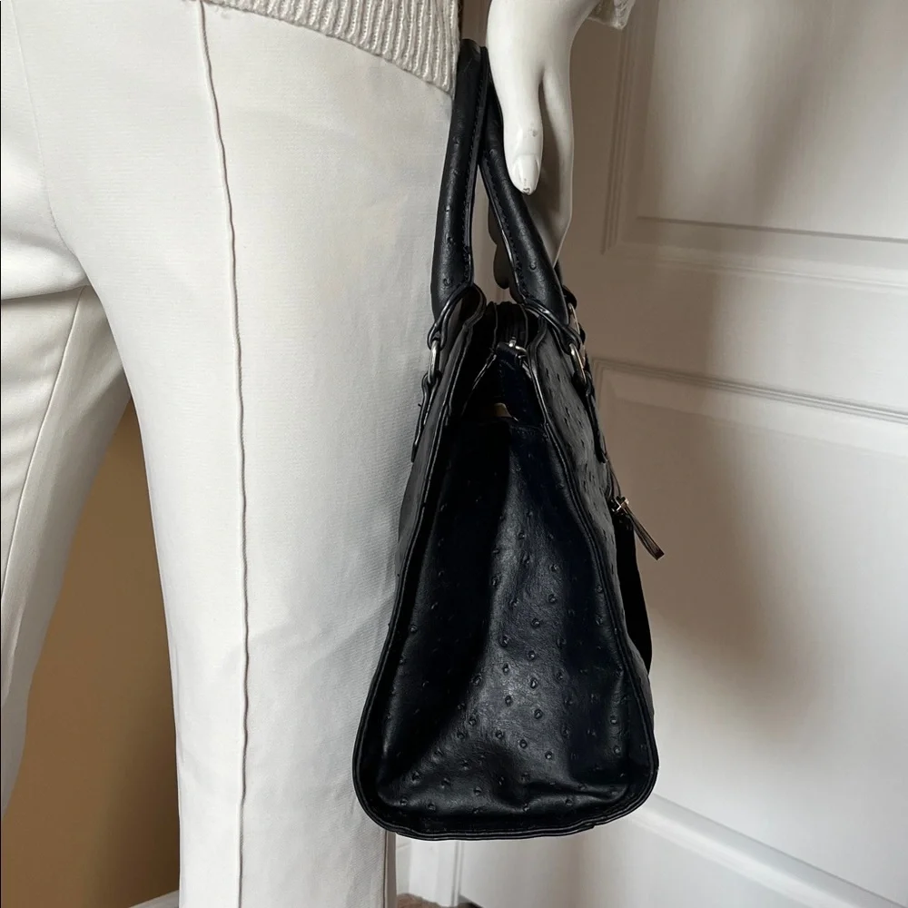 GUESS Black Textured Satchel with Front Zip Pocket - Picture 6 of 14